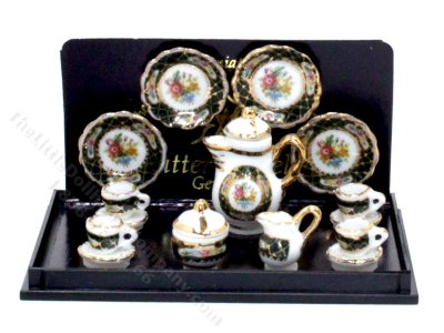 (image for) Miniature Irish Rose Coffee Set for Dollhouses