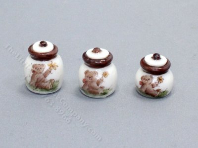 (image for) Vintage Miniature Handpainted Canisters for Dollhouses
