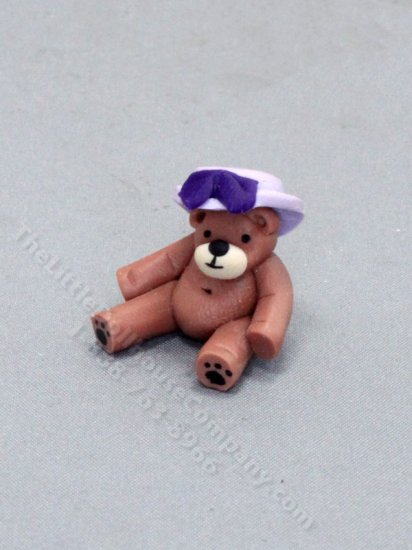 (image for) Miniature Bear with Puple Hat for Dollhouses