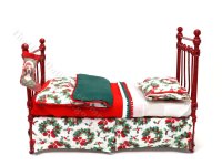 (image for) Miniature Wrought Iron Twin/Single Bed for Dollhouses - Christmas