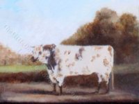 Miniature Cow Painting by Larry Morganti (image for) Miniature Cow Painting by Larry Morganti