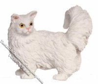 (image for) Miniature White Walking Cat for Dollhouses