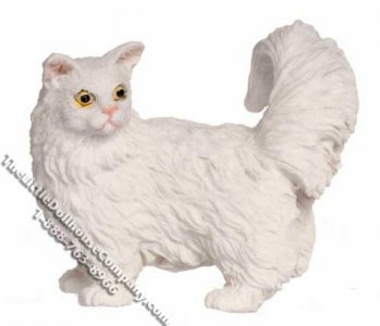 (image for) Miniature White Walking Cat for Dollhouses