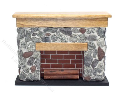 (image for) Vintage Miniature Stone Fireplace for Dollhouses by Barbara Hill