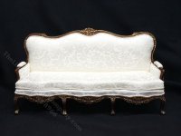 (image for) Miniature Off White and Walnut Sofa for Dollhouses