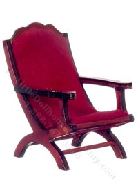 (image for) Miniature Red Leather Campeche Chair for Dollhouses
