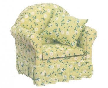 (image for) Miniature Chair with Green Floral Fabric