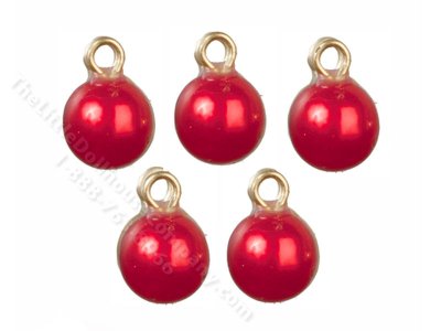 (image for) Miniature Red Christmas Ornaments for Dollhouses (5pcs)