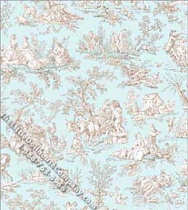 (image for) Blue Lauren Toile Pattern Miniature Wallpaper for Dollhouses