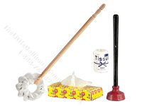 (image for) Miniature Bathroom Cleaning Set for Dollhouses