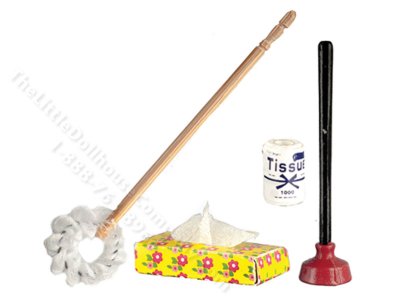 (image for) Miniature Bathroom Cleaning Set for Dollhouses