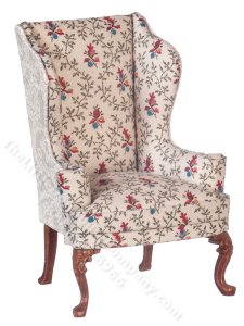 (image for) Miniature Wingback Chair for Dollhouses - Small Floral