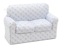 (image for) 1:24 Scale Miniature Sugar Squares Sofa for Dollhouses - Blue