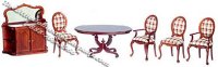 (image for) Miniature Mahogany 6 Piece Dining Room Set for Dollhouses