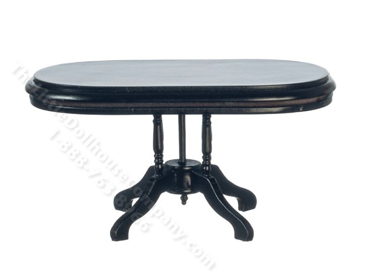 (image for) Miniature Black Oval Dining Table for Dollhouses