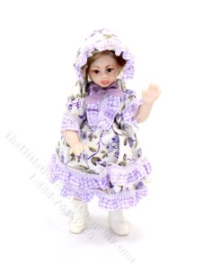 (image for) Brunette Girl in Baby Doll Dress and Bonnet