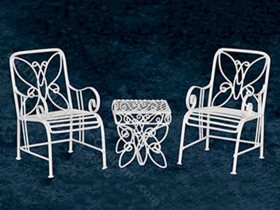 (image for) Dollhouse Miniature Table and Butterfly Chairs Set (3 pc.)