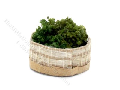 (image for) Miniature Round Basket of Moss for Dollhouses