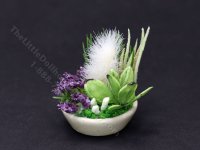 (image for) Vintage Miniature Purple & Green Potted Floral Arrangment for Dollhouses