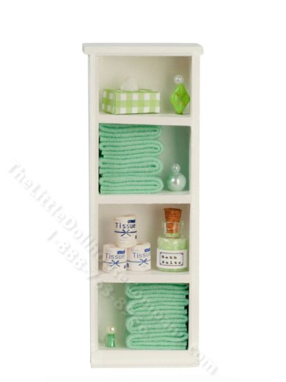 (image for) Miniature Bathroom Cabinet Unit with Light Green Towels