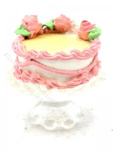 (image for) Miniature Birthday Cake on Glass Pedestal