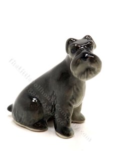 (image for) Miniature Porcelain Black Scottie Dog Figurine for Dollhouses