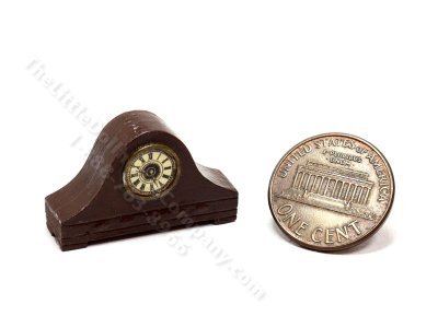 (image for) Miniature Westminster/Napoleon Style Marble Mantel Clock - Dark Brown