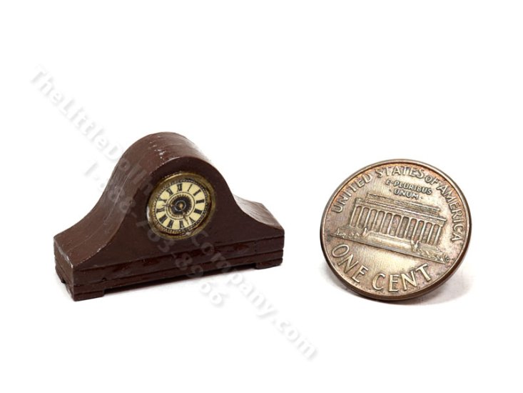 (image for) Miniature Westminster/Napoleon Style Marble Mantel Clock - Dark Brown