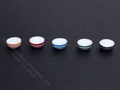 (image for) Miniature Glazed Striped Bowl for Dollhouses (1pc)