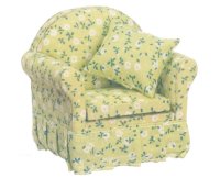 (image for) Miniature Chair with Green Floral Fabric
