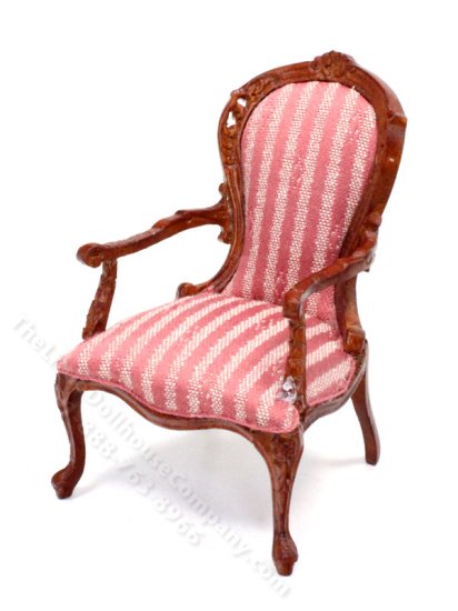 (image for) As Is Miniature Victorian New Walnut Armchair for Dollhouses