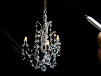 (image for) Miniature Battery Operated 3-Arm Crystal Chandelier with Wand - Silver