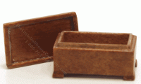 (image for) Miniature Half Scale Walnut Flat Top Wooden Trunk