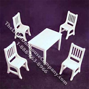 (image for) Miniature 5 Piece White Table/Chair Set for Dollhouses
