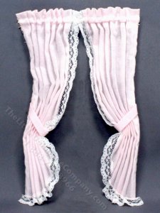 (image for) Vintage Custom Miniature Pink Drapery for Dollhouses