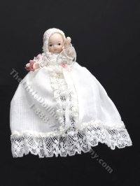 (image for) Vintage Miniature Porcelain Baby Doll in Christening Gown
