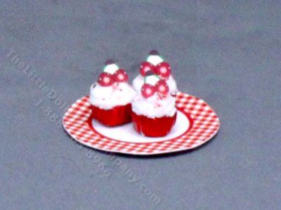(image for) Dollhouse Scale Model Cherry Cupcakes