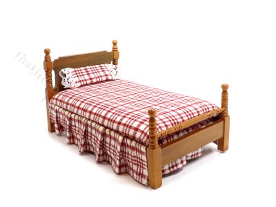 (image for) Miniature Walnut Single Bed for Dollhouses