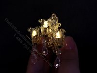 (image for) Miniature Battery Operated 'Essex' Crystal Sconce w Clear Shade and Wand - Brass