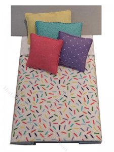 (image for) Miniature Single Confetti Bedding Set with Rainbow Pillows