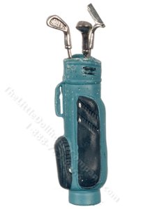 (image for) Miniature Set of 3 Golf Clubs in Blue Golf Bag for Dollhouses