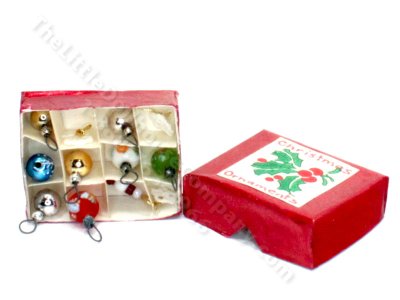 (image for) Miniature Box of Vintage Christmas Ornaments for Dollhouses