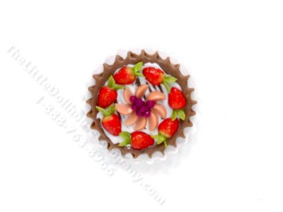 (image for) Miniature Chocolate Strawberry & Peach Tart for Dollhouses