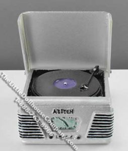 (image for) Dollhouse Scale Model 1950s Silver Turntable