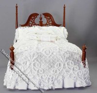 (image for) Miniature 4 Post Bed w/Pillows & Lace Covers by Serena Johnson