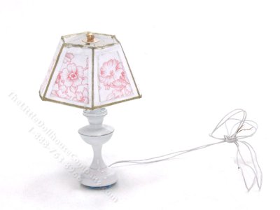 (image for) Miniature White Lamp with Floral Shade