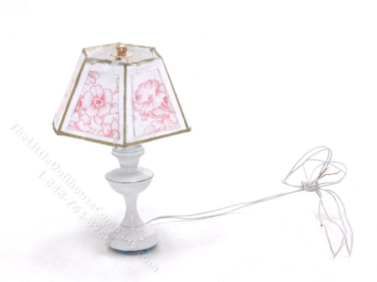 (image for) Miniature White Lamp with Floral Shade
