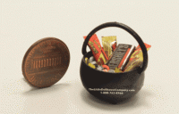 (image for) Miniature Filled Halloween Treat Cauldron for Dollhouses
