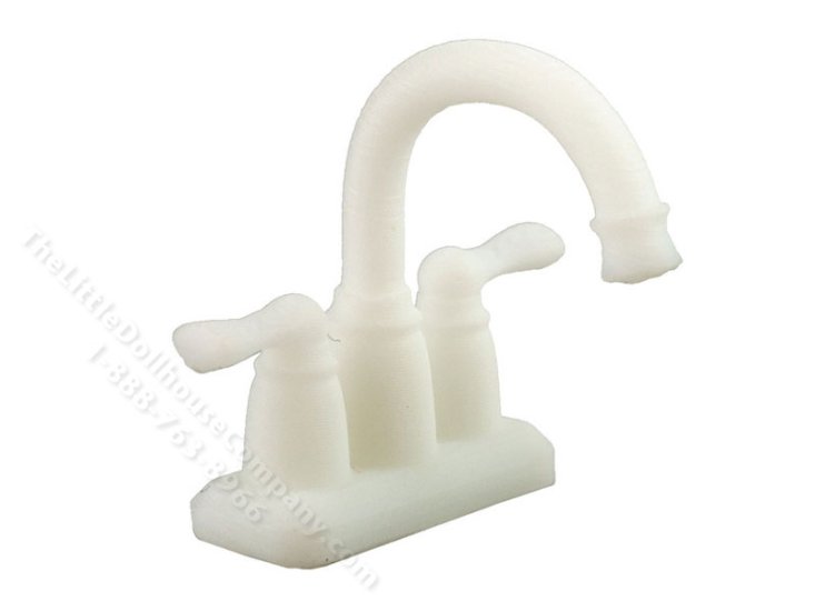 (image for) Miniature White Faucet with Base for Dollhouses