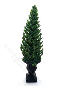 (image for) Miniature 5-1/2" Pine Topiary in Marble Planter for Dollhouses